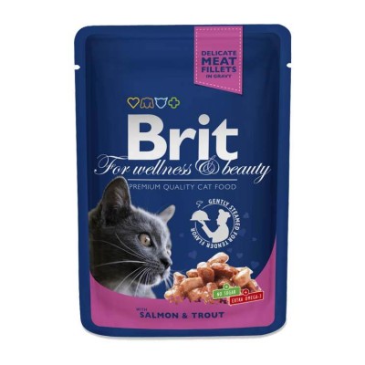 Brit Premium Wet Food Salmon & Trout for Adult Cats 80gm